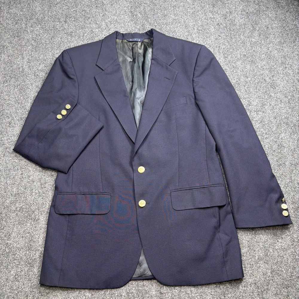 Vintage 80s BURBERRY Sport Coat Blazer Navy Blue Gold Button Iconic Men's 40R